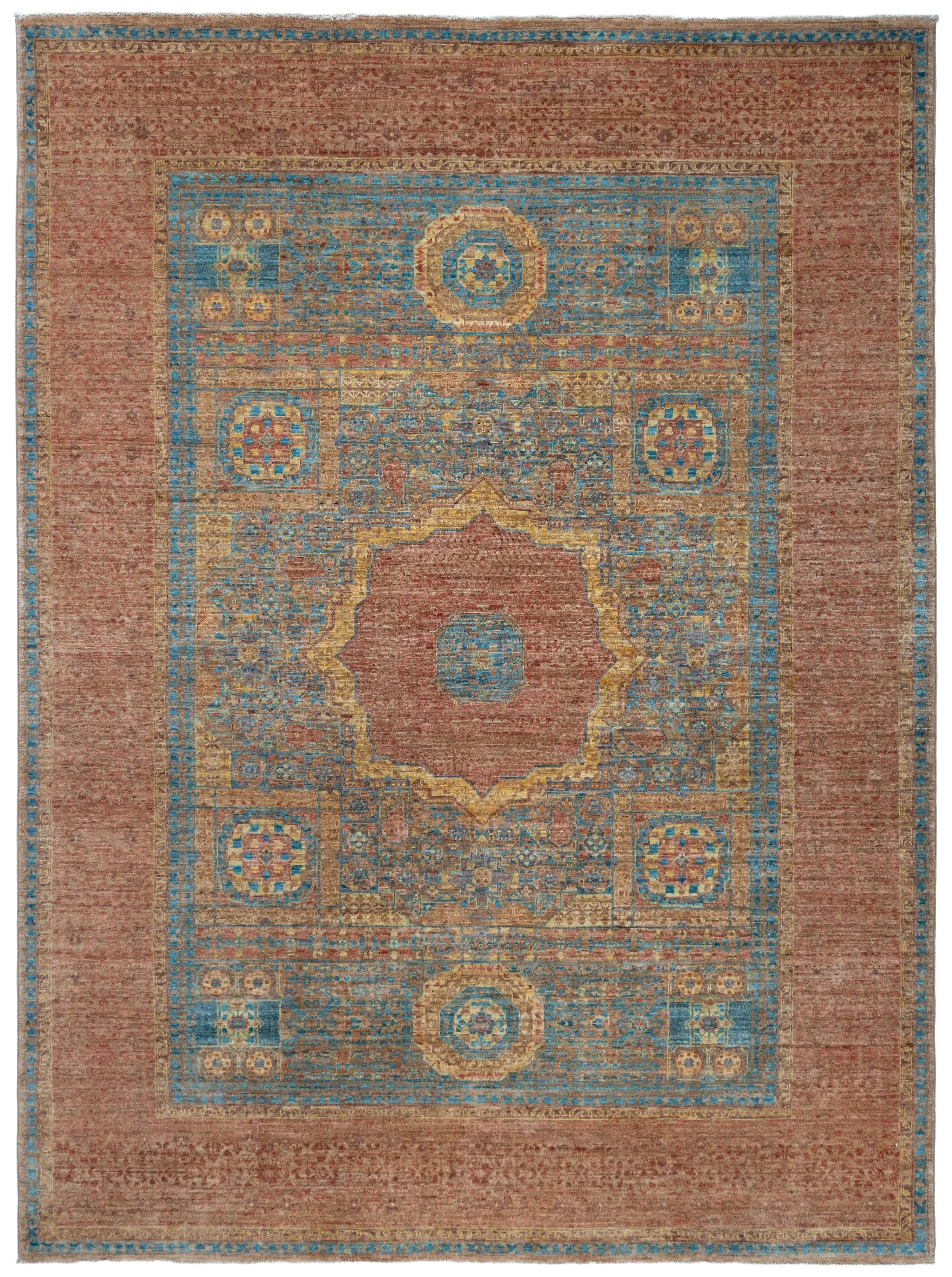 New Afghan Mamluk Classic Hand-Knotted Wool Rug, 5'7" x 7'7"