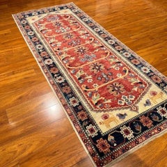 New Afghan Qashqai Tribal Hand-Knotted Wool Runner, 3'3"x7'10"