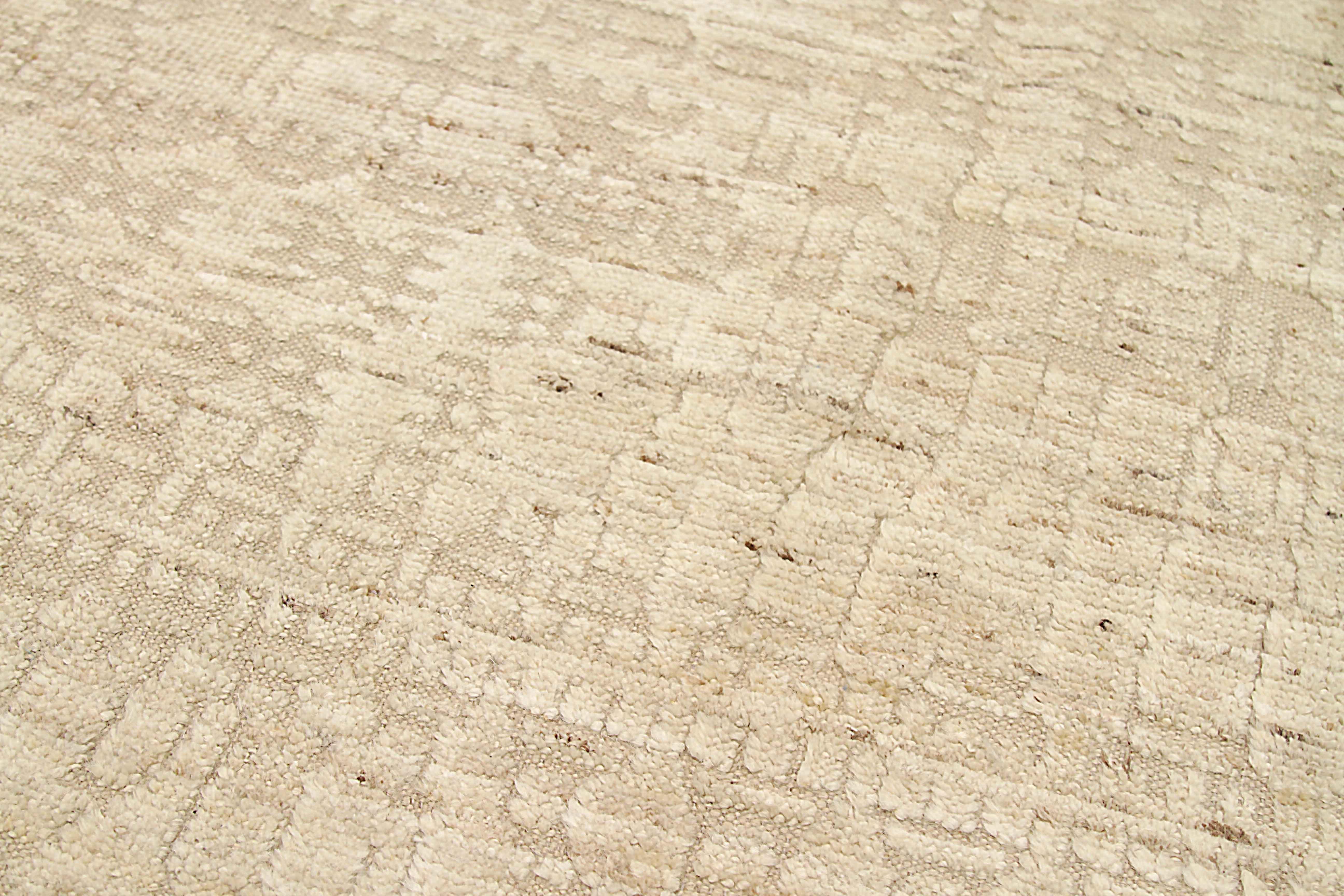 Hand-Woven Afghanistan Moroccan Runner Rug Circa 1990 - Wool Ivory Design - 92292 For Sale