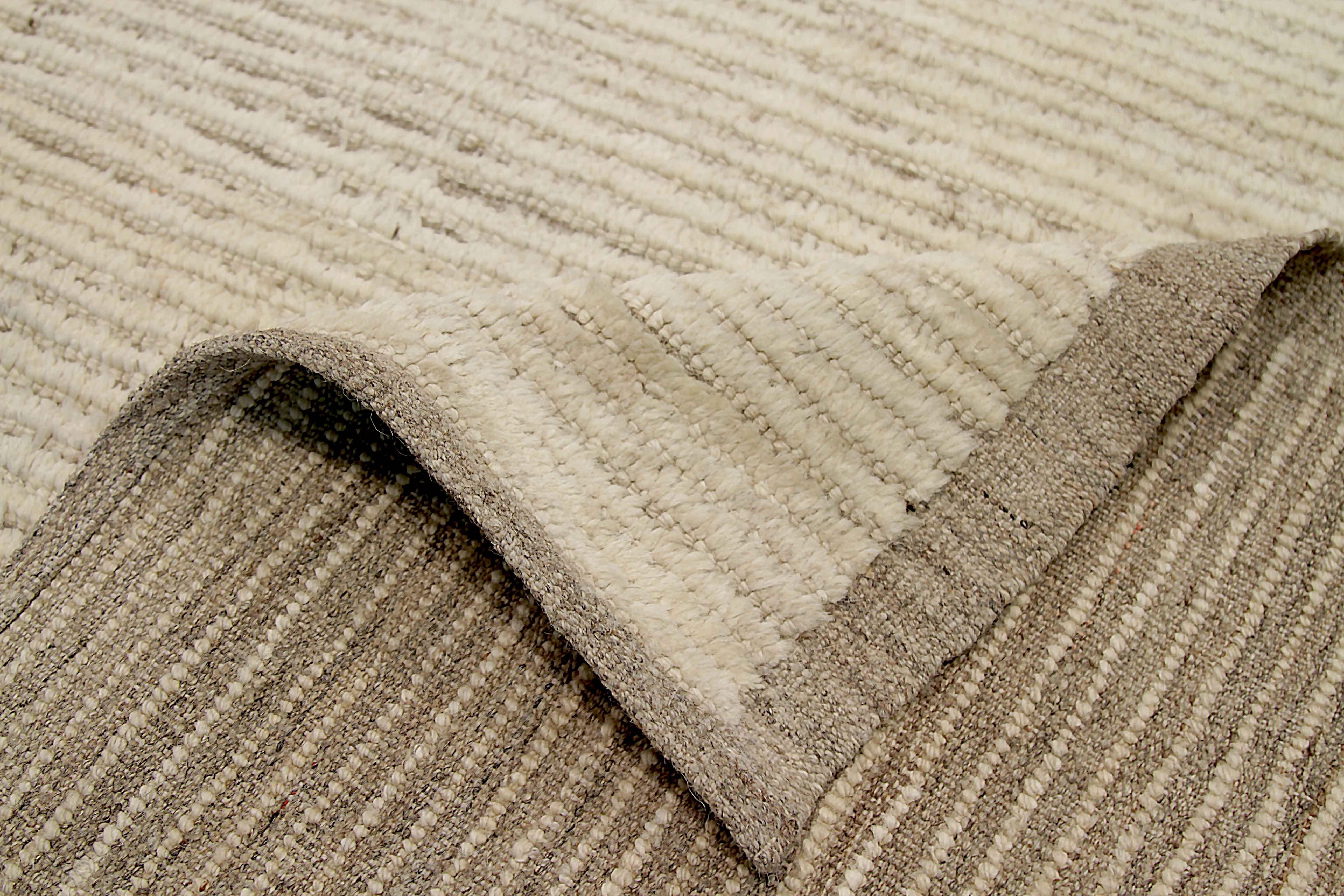 20th Century Afghanistan Moroccan Runner Rug Circa 1990 - Wool Ivory Design - 92260 For Sale