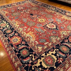 New Afghan Serapi-Style Medallion Rug, Hand-Knotted Wool, 9'11"x14'2"