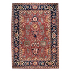 New Afghan Serapi-Style Medallion Rug, Hand-Knotted Wool, 9'11"x14'2"
