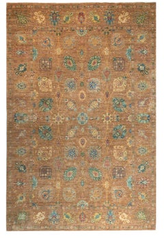 New Afghan Tabriz Classic Hand-Knotted Wool Rug, 6'4" x 9'9"