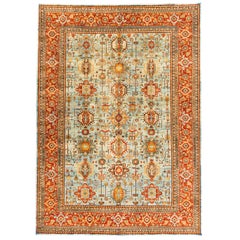 New Afghanistan Transitional Rug Light Blue Field with Vines of Medallions