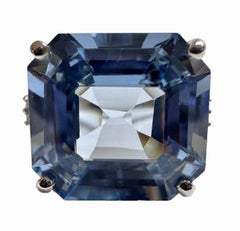 New African 10 Ct Baby Blue Topaz & White Sapphire Sterling Ring