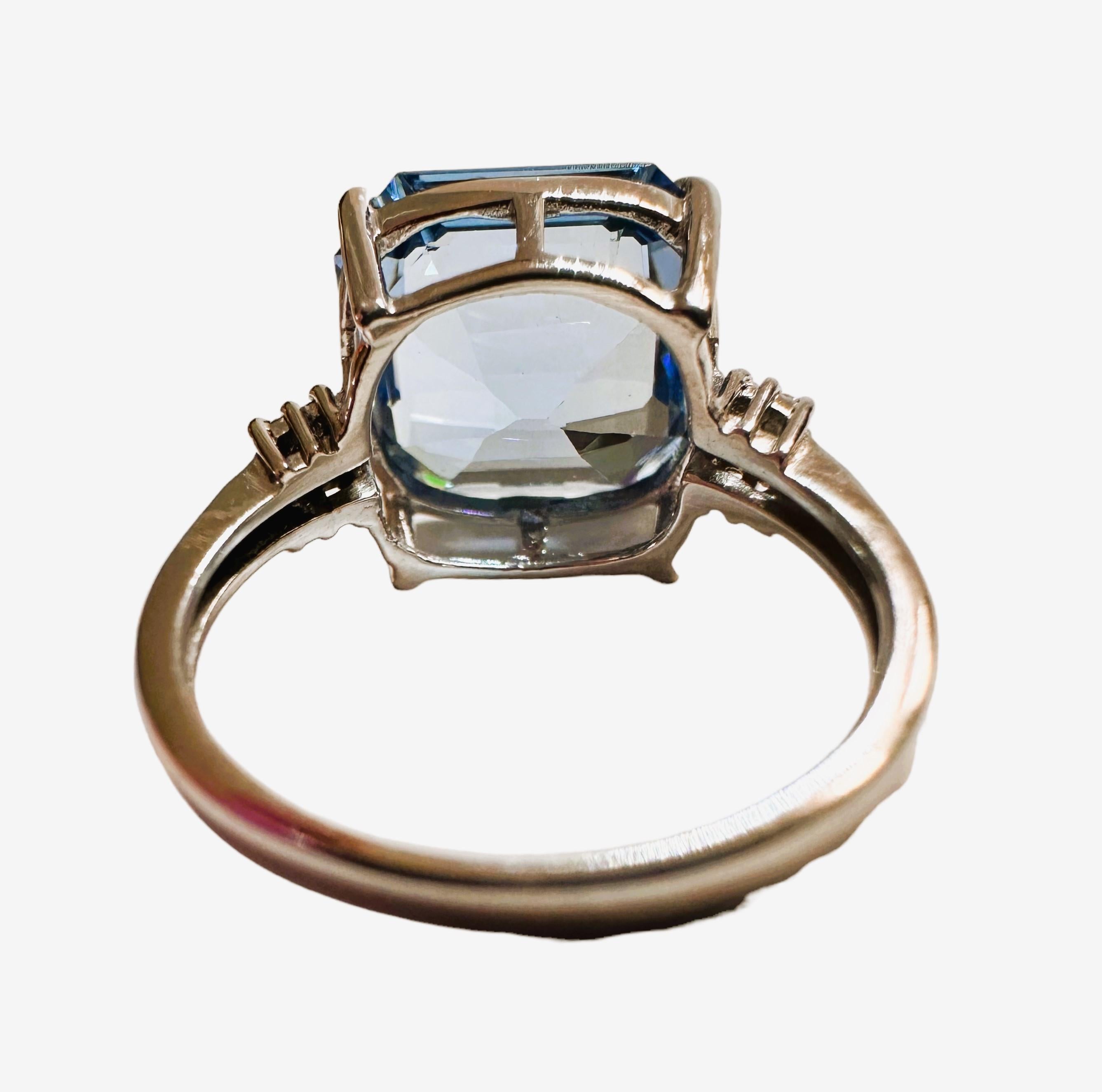 New African 10 Ct Baby Blue Topaz & White Sapphire Sterling Ring In New Condition In Eagan, MN