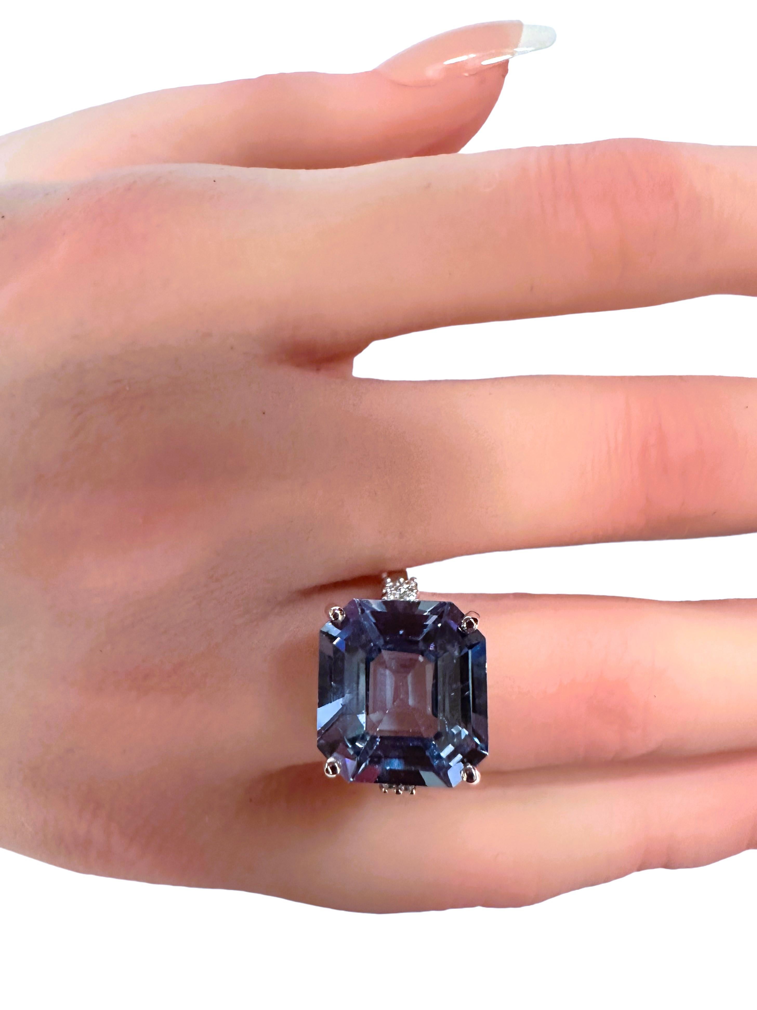 New African 10 Ct Baby Blue Topaz & White Sapphire Sterling Ring 2