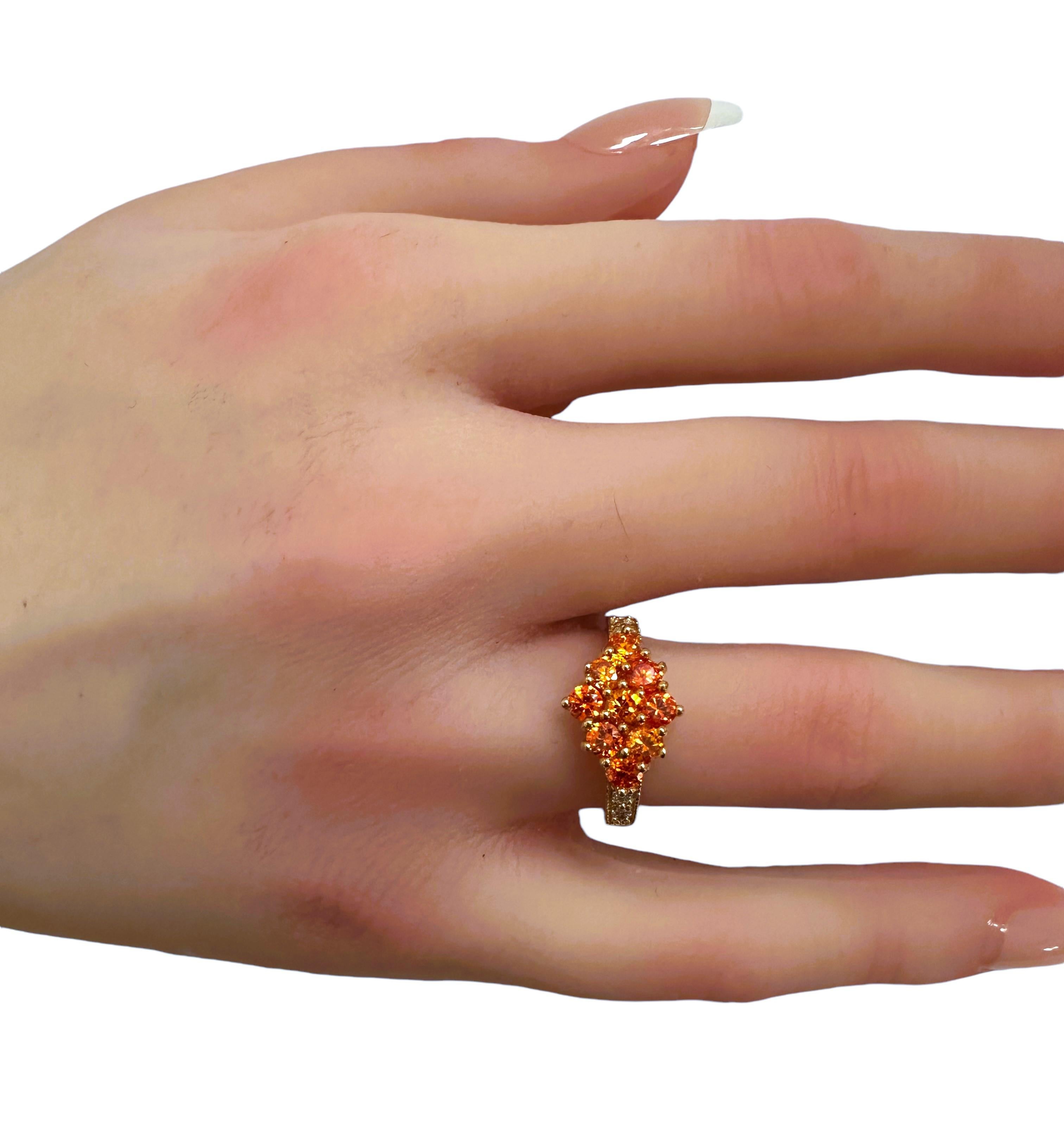 Art Deco New 2.8 Carat Spessartite Garnet & Diamond Cut Sapphire Y Gold PL Sterling Ring