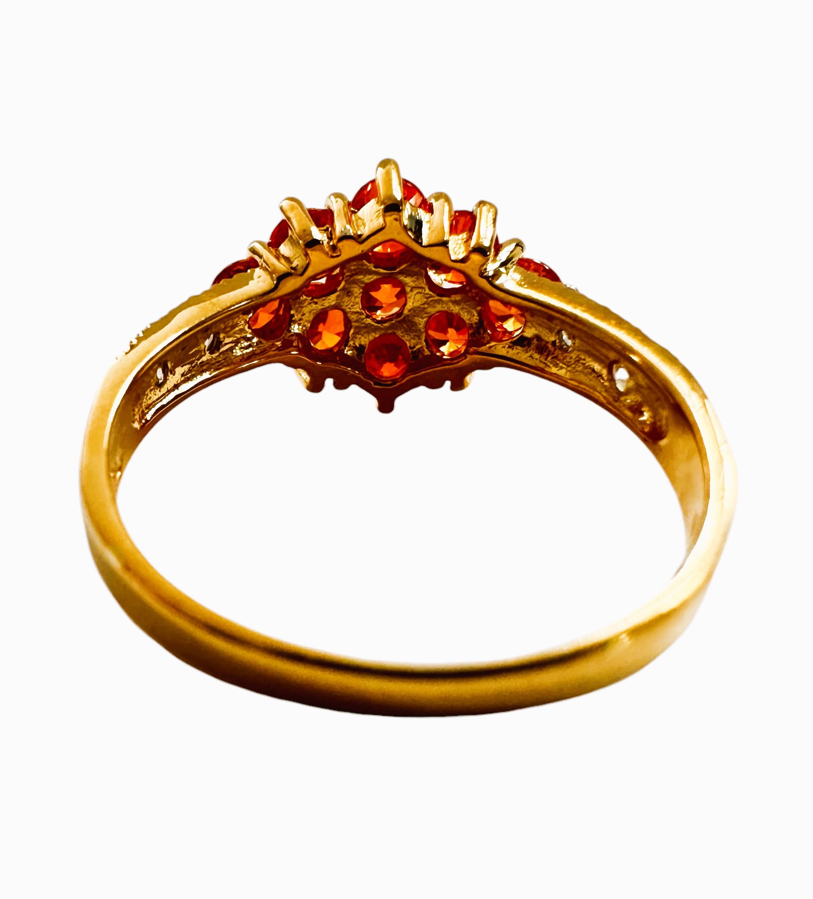 Women's New 2.8 Carat Spessartite Garnet & Diamond Cut Sapphire Y Gold PL Sterling Ring