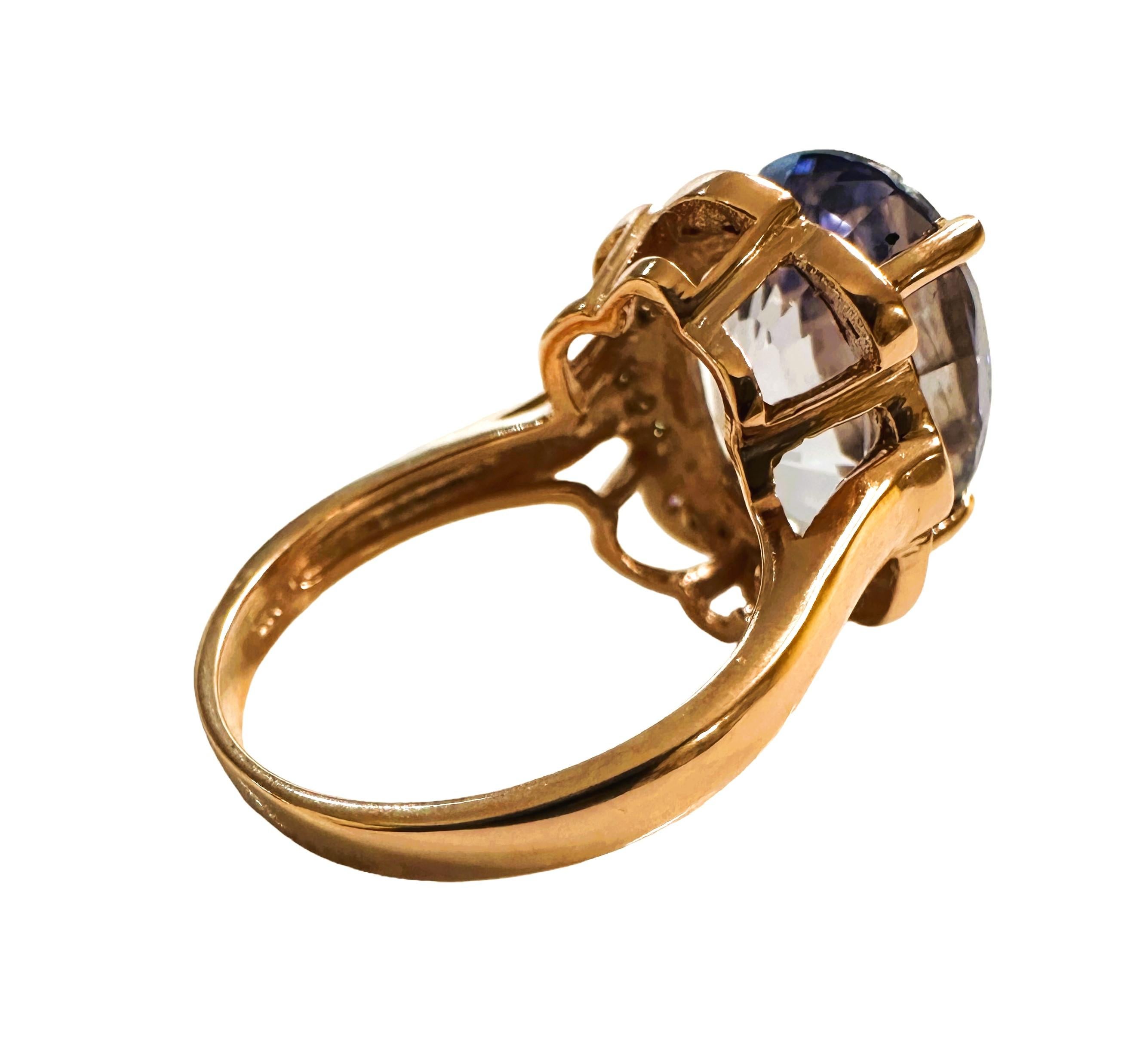 Neuer afrikanischer 10,3 Karat kornblumenblauer Saphir Rvergoldeter Sterling-Ring Damen