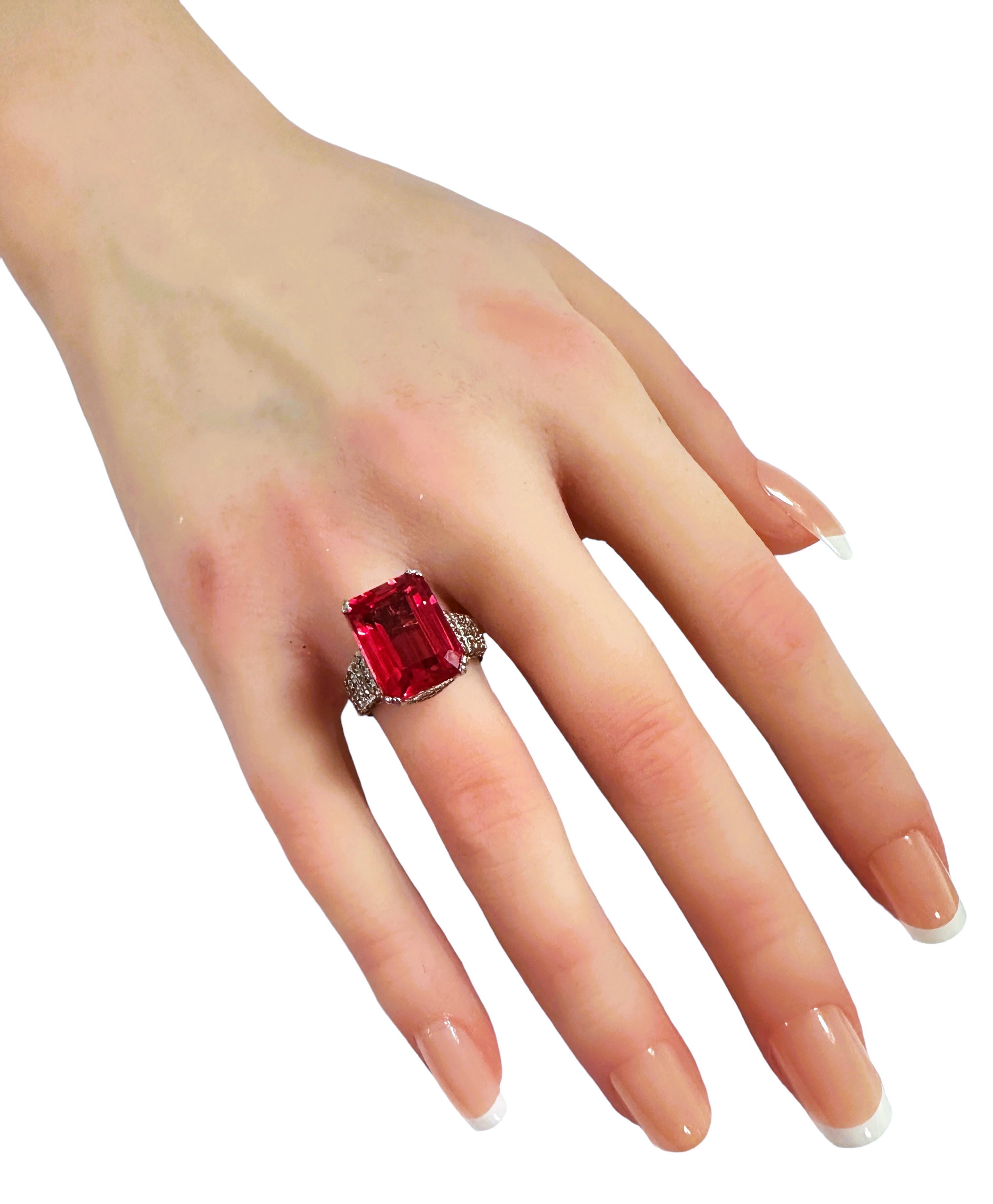 Women's New African 10.7 Ct Pink Padparadscha & Champagne Sapphire Sterling Ring