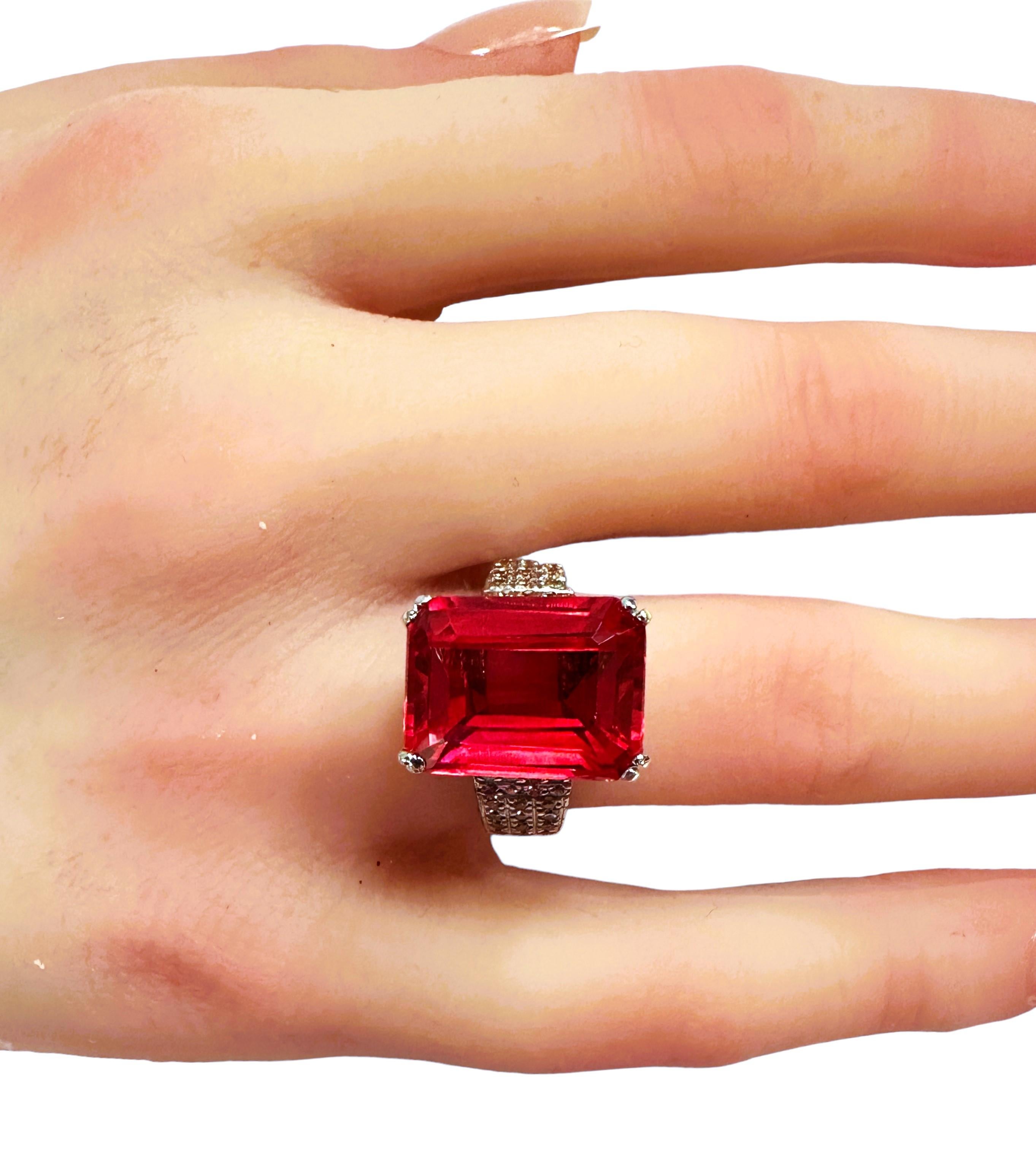 New African 10.7 Ct Pink Padparadscha & Champagne Sapphire Sterling Ring 1