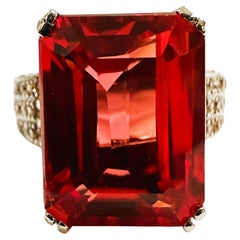 New African 10.7 Ct Pink Padparadscha & Champagne Sapphire Sterling Ring