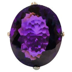 New African 11.80 Ct Purple Amethyst Sterling Ring Size 6.25