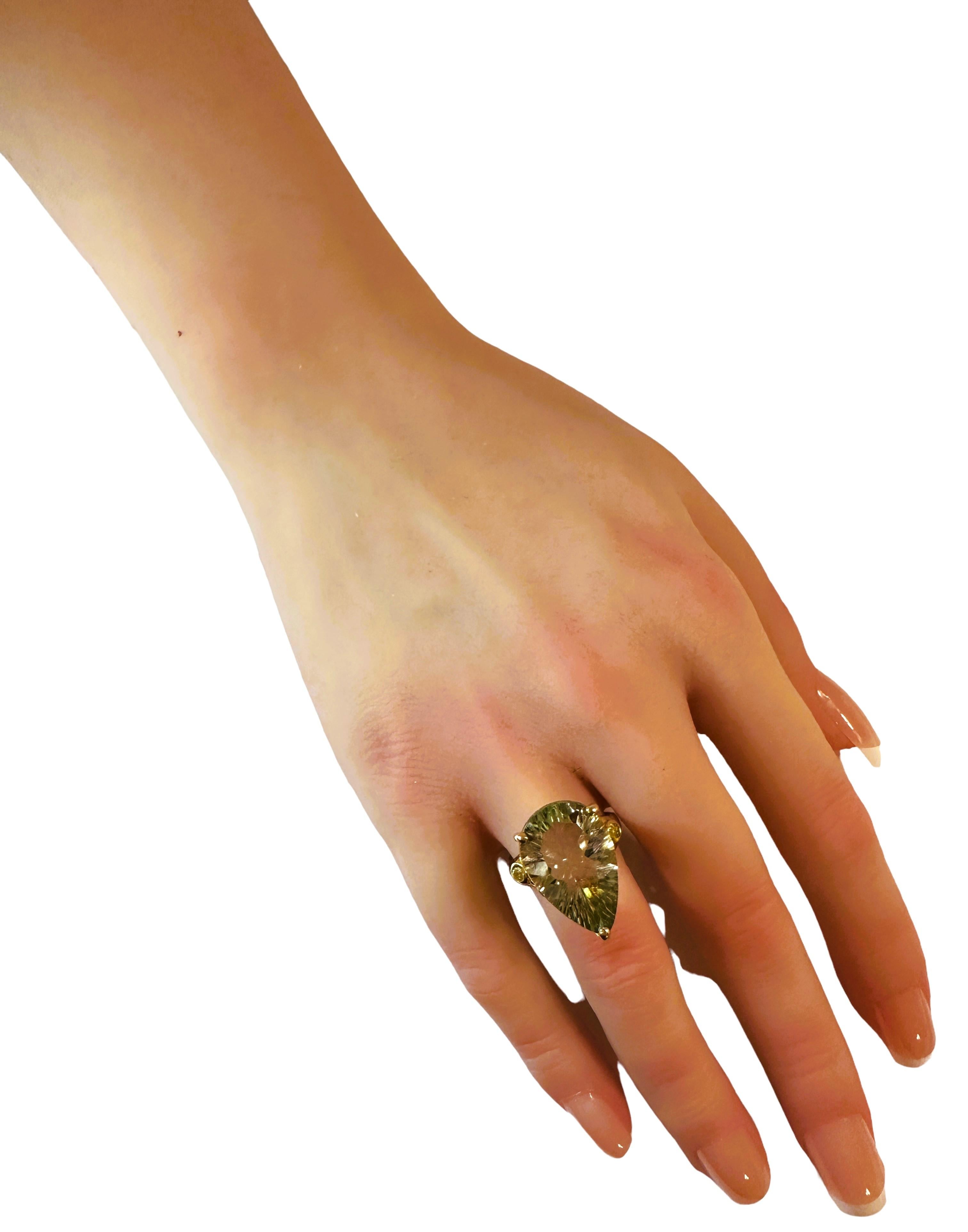Neuer afrikanischer 12 Karat grüner Amethyst Gelbgold vergoldeter Sterling Ring Größe 7 Damen