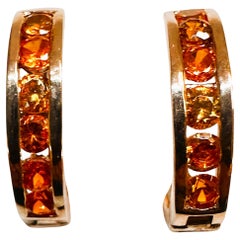 New African 12-stone Orange Sapphire Rose Gold Plated Sterling Earrings