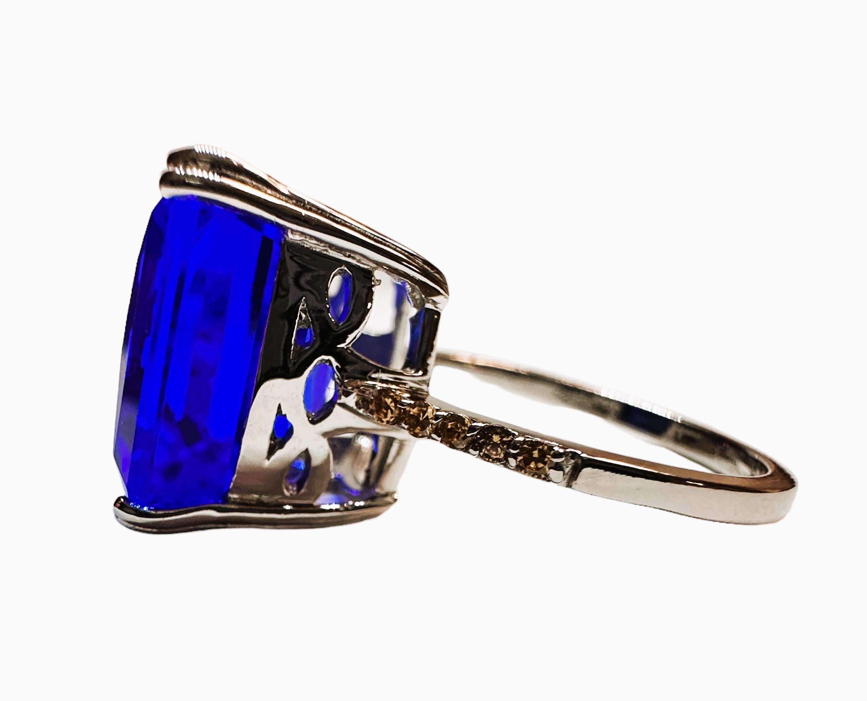 Art Deco New 12.5 Carat Royal Blue Topaz & Diamond Cut Sapphire Sterling Ring