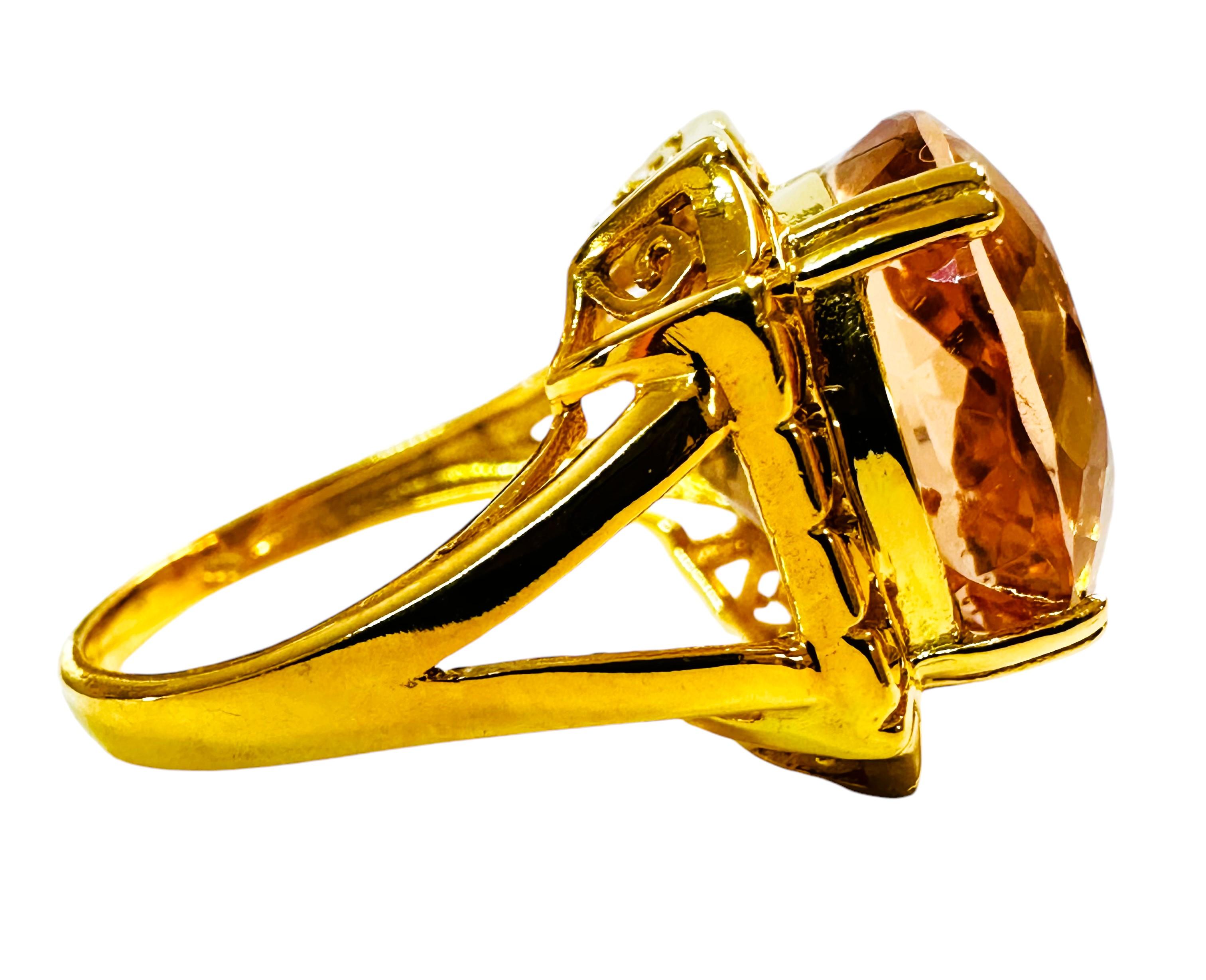 Neuer afrikanischer 13,10 Karat Champagner Morganit Y vergoldeter Sterling-Ring im Zustand „Neu“ in Eagan, MN