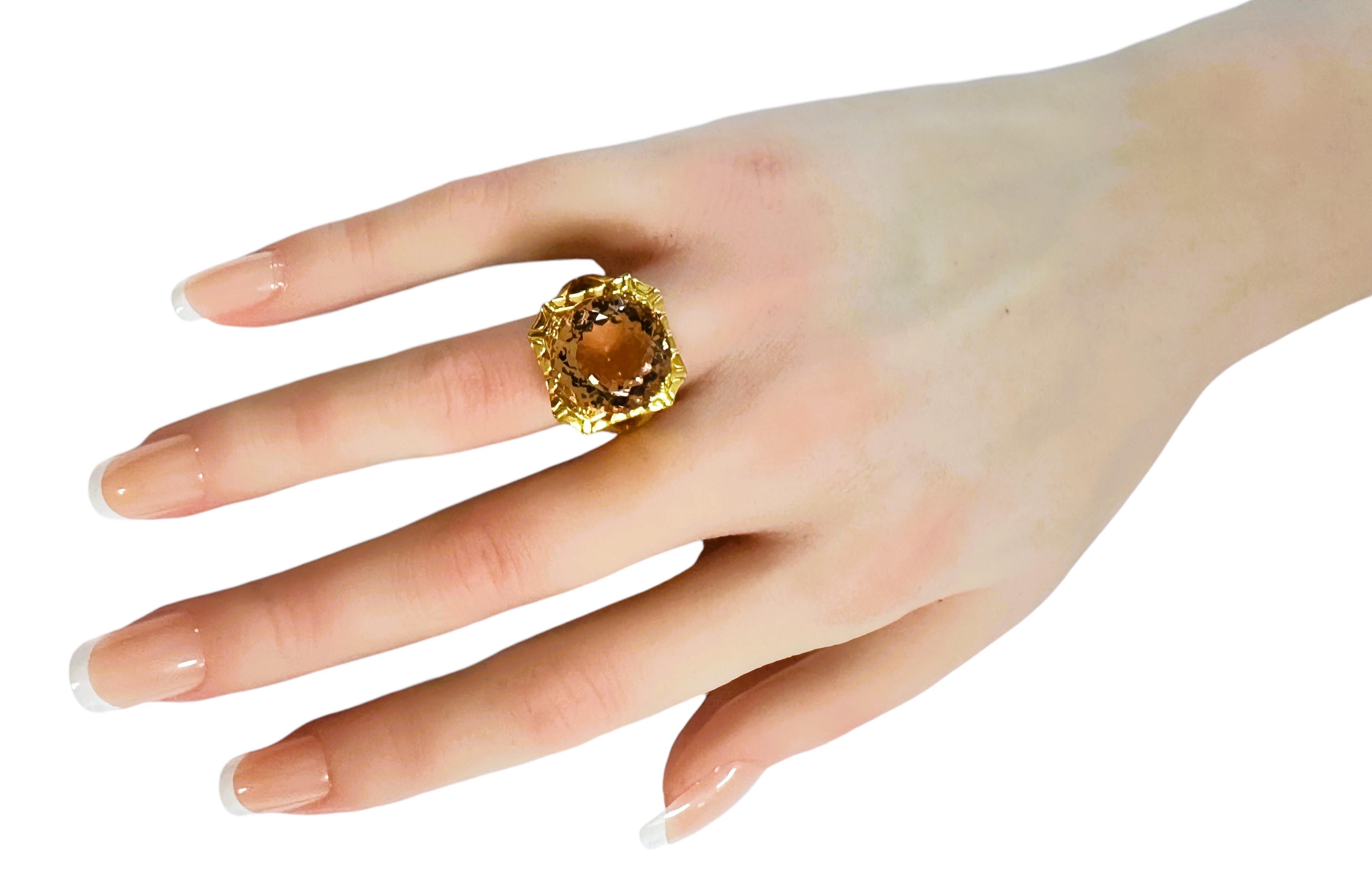 Neuer afrikanischer 13,10 Karat Champagner Morganit Y vergoldeter Sterling-Ring Herren
