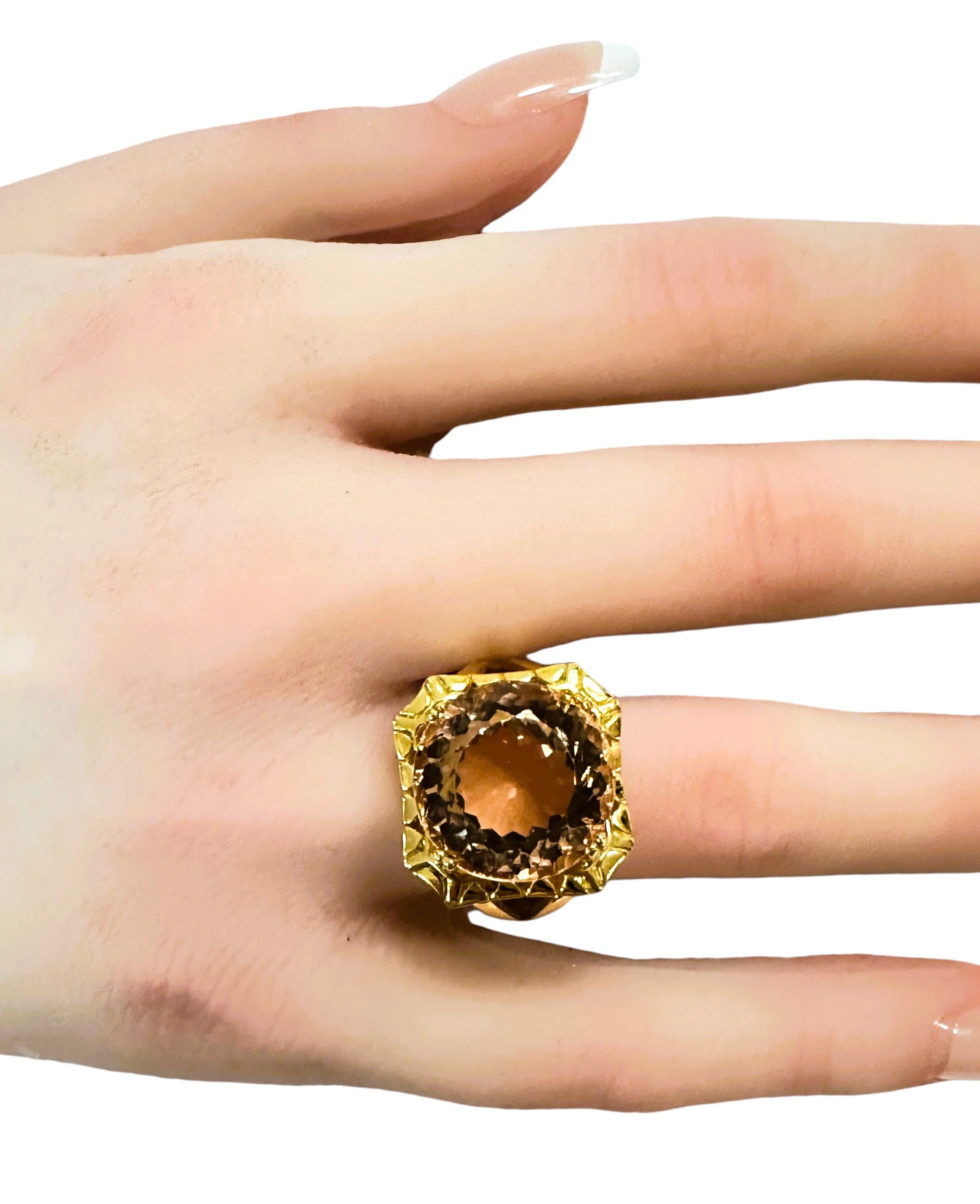 Neuer afrikanischer 13,10 Karat Champagner Morganit Y vergoldeter Sterling-Ring 1