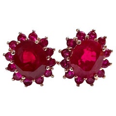New African 13.20 Ct Red Sapphire Post Rose Gold Plated Sterling Earrings New African 13.20 Ct Red Sapphire Post Rose Gold Plated Sterling Earrings