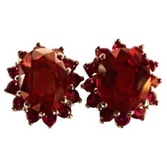 New African 13.20 Ct  Red Sapphire Post Sterling Earrings