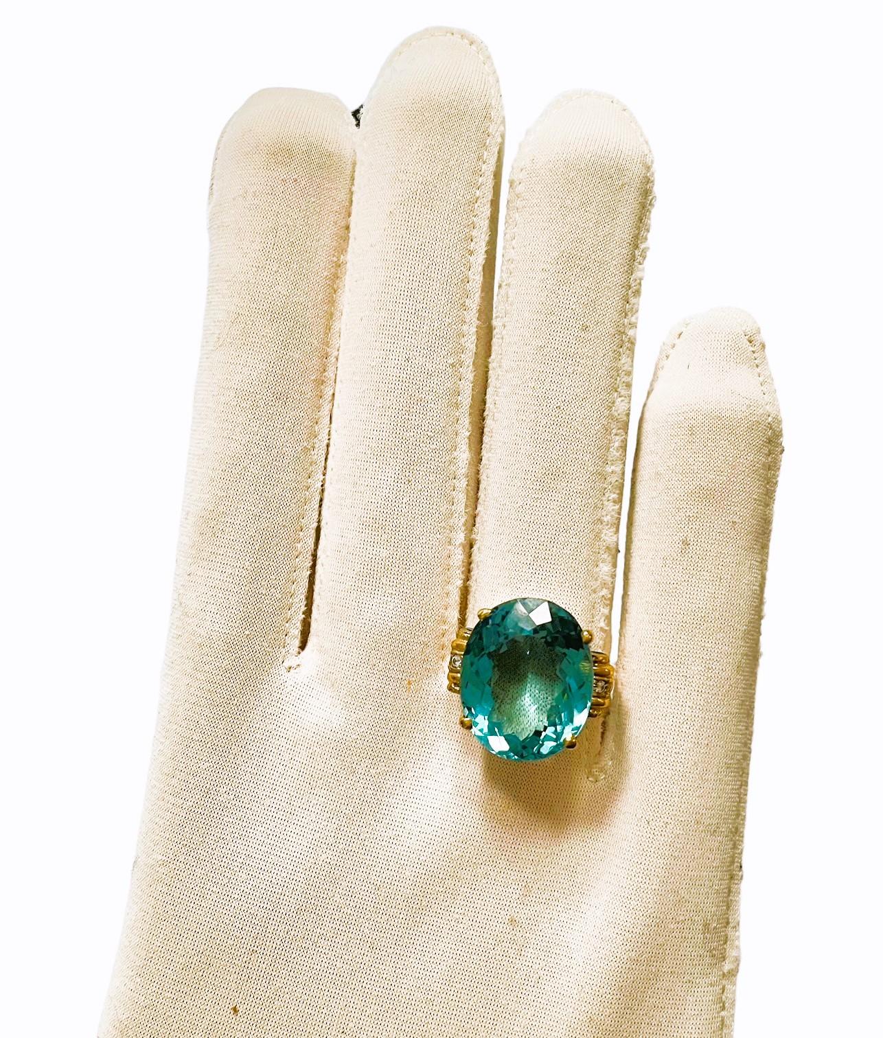 New African 13.5 Ct Swiss Blue Topaz & Blue Apaptite YGold Plated Sterling Ring 5