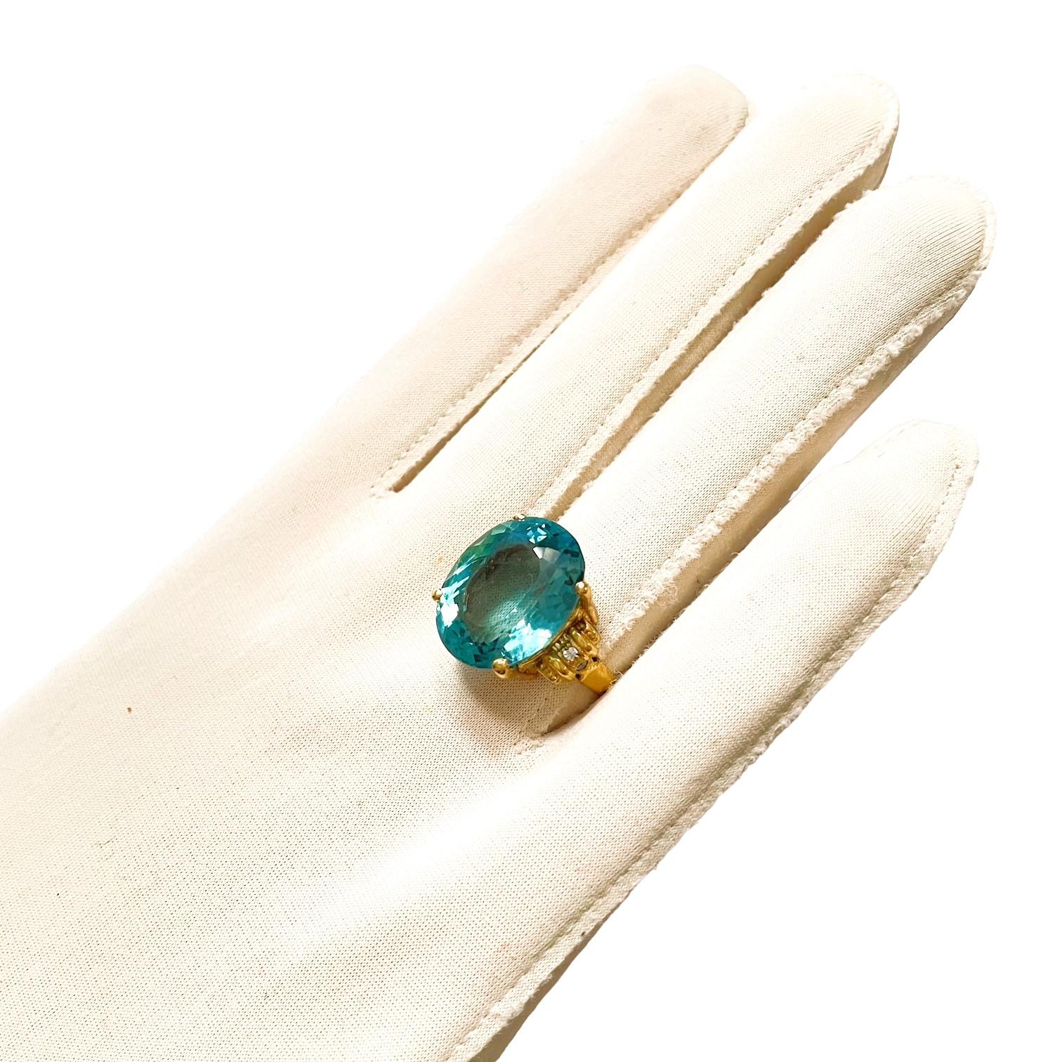 Art Deco New African 13.5 Ct Swiss Blue Topaz & Blue Apaptite YGold Plated Sterling Ring