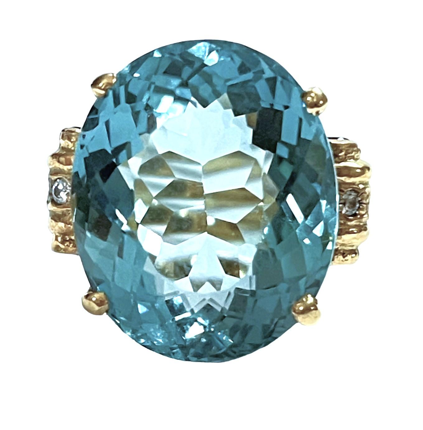 New African 13.5 Ct Swiss Blue Topaz & Blue Apaptite YGold Plated Sterling Ring 2