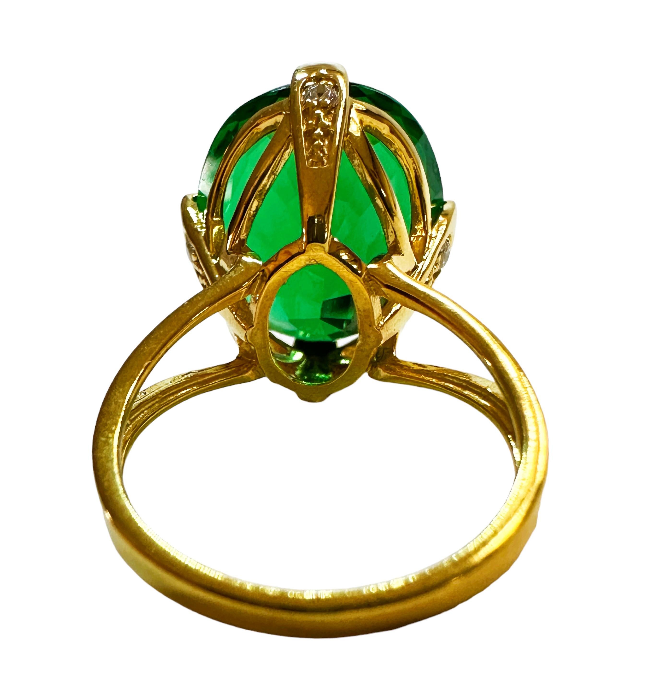 Neuer afrikanischer 13,70 Karat Tsavorit Granat & Saphir Y vergoldeter Sterling Ring (Ovalschliff)