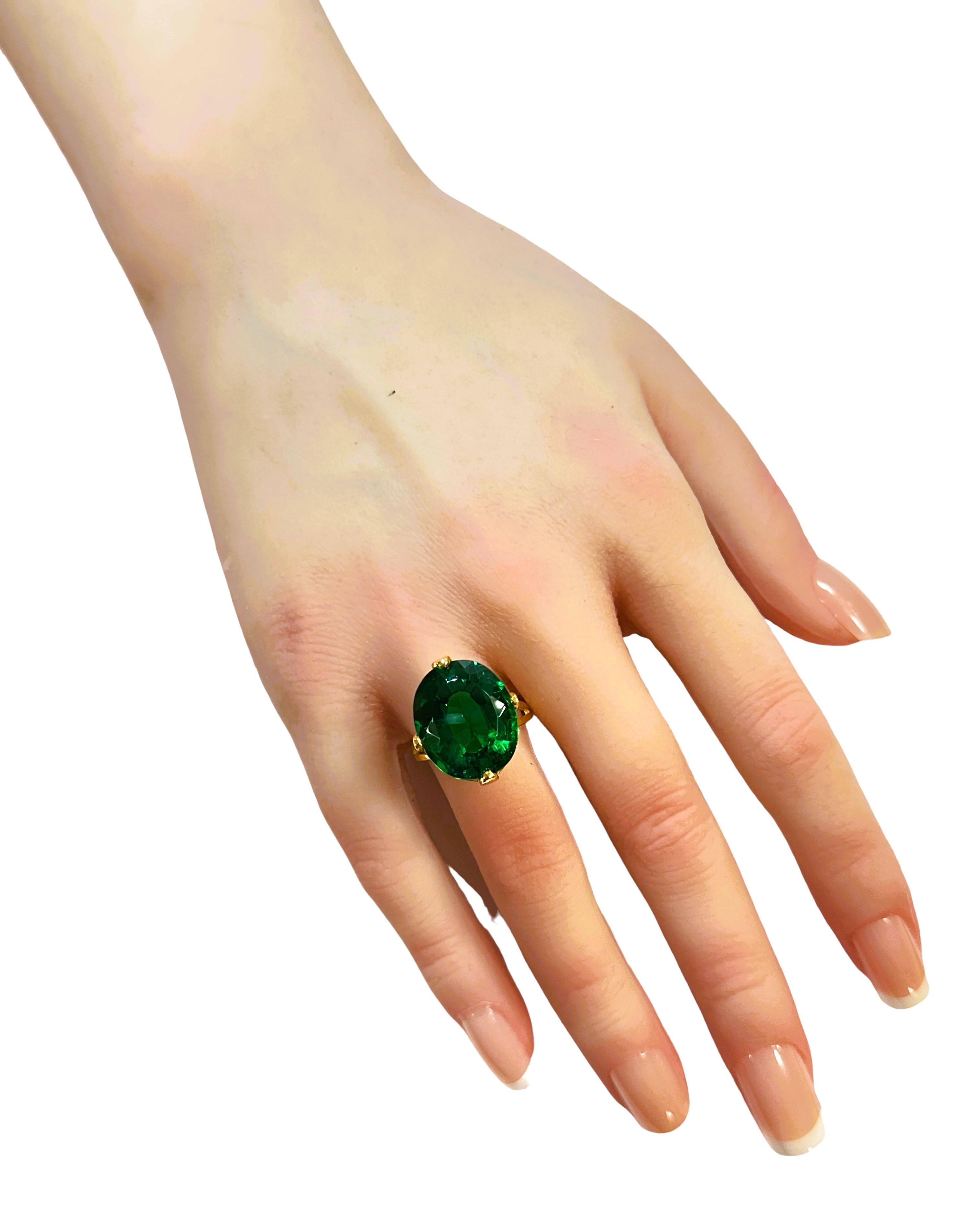 Neuer afrikanischer 13,70 Karat Tsavorit Granat & Saphir Y vergoldeter Sterling Ring Damen