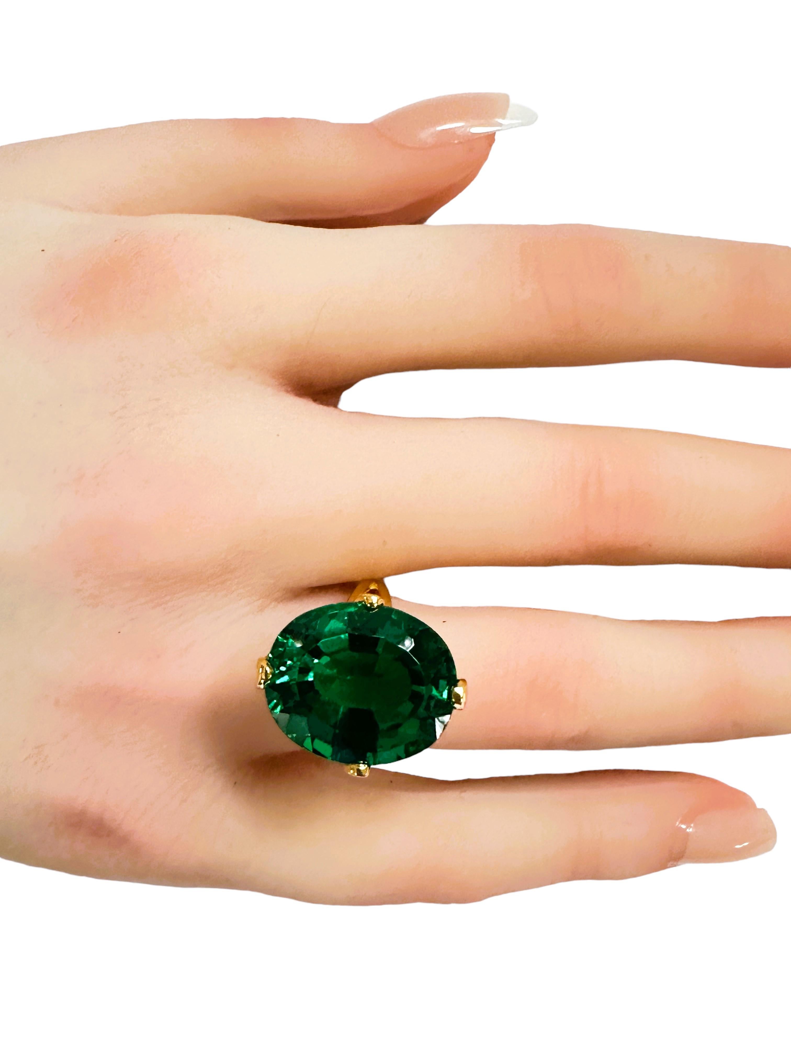 Neuer afrikanischer 13,70 Karat Tsavorit Granat & Saphir Y vergoldeter Sterling Ring 1
