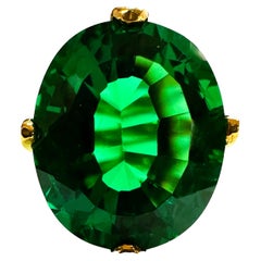 Neuer afrikanischer 13,70 Karat Tsavorit Granat & Saphir Y vergoldeter Sterling Ring