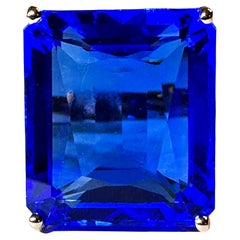 New African 14.60 Ct Swiss Blue Topaz Rose Gold Plated Sterling Ring