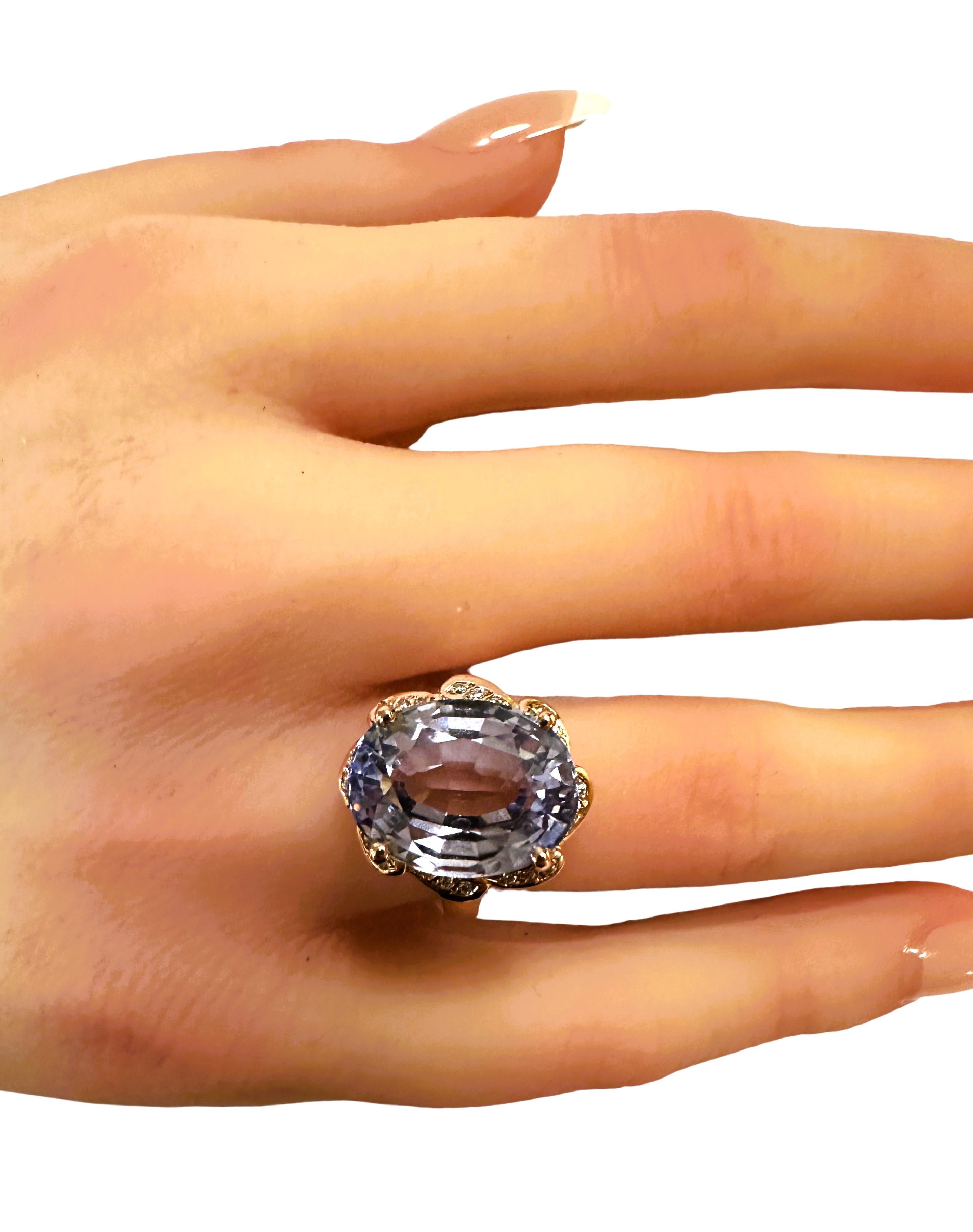 Neuer afrikanischer 10.30 Karat kornblumenblauer Saphir, Rvergoldeter Sterling-Ring (Ovalschliff)