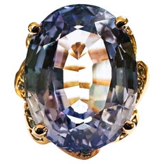 New African 10.30 Ct Cornflower Blue Sapphire RGold Plate Sterling Ring