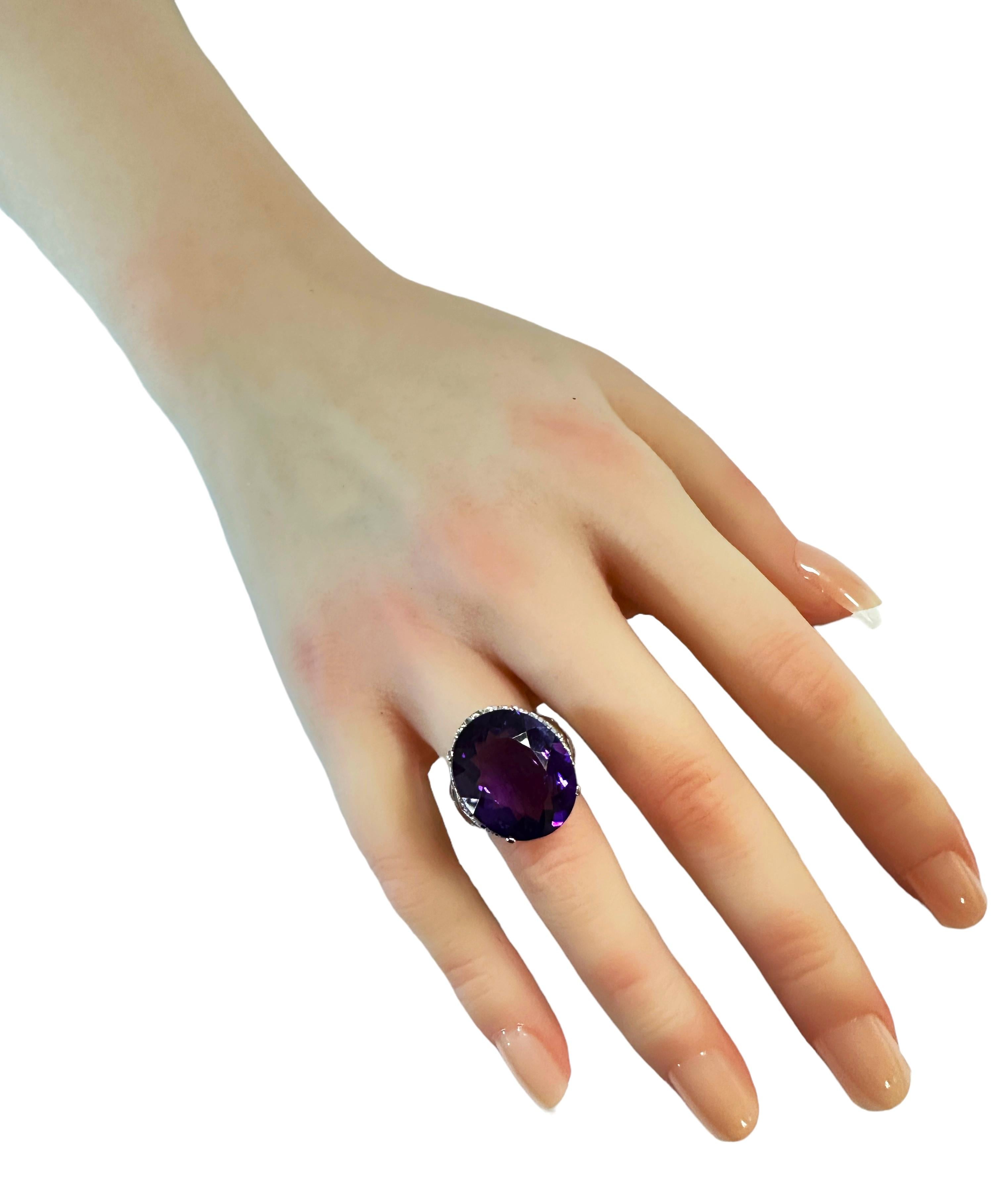 New African 14.80 Ct Blue Purple Sapphire Sterling Ring Size 6.75 For Sale 1