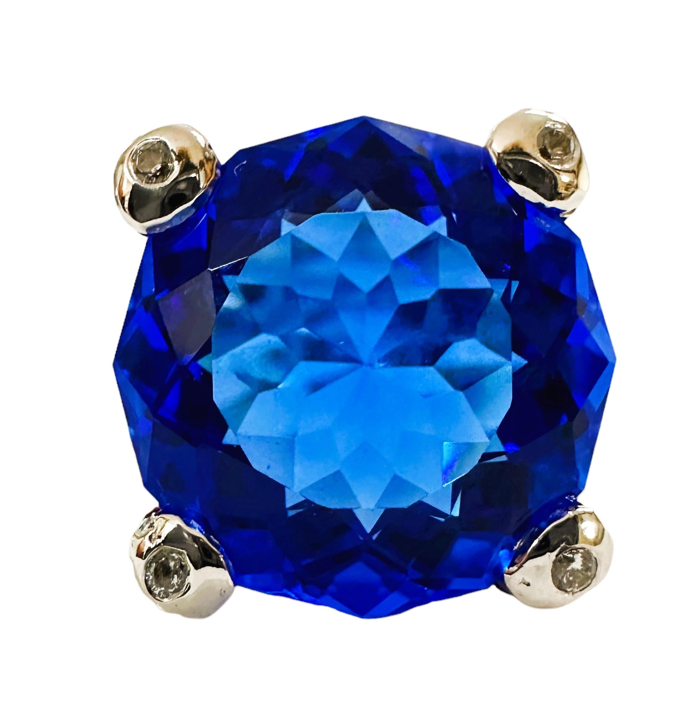 Afrikanischer 15,3 Karat königsblauer Topas & rosa & blauer & blauer Saphir Sterling-Ring, neu (Art déco)