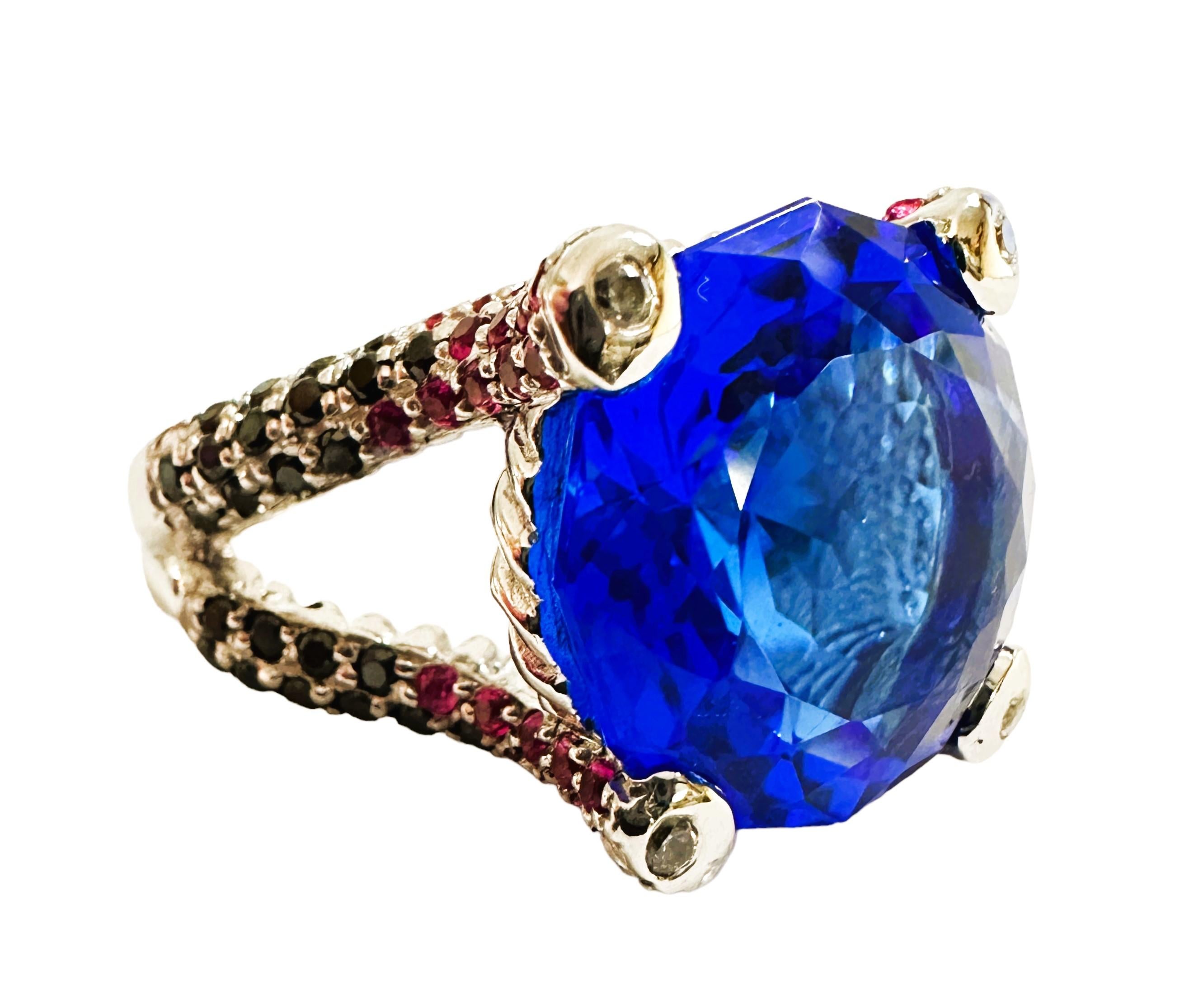 Afrikanischer 15,3 Karat königsblauer Topas & rosa & blauer & blauer Saphir Sterling-Ring, neu 1