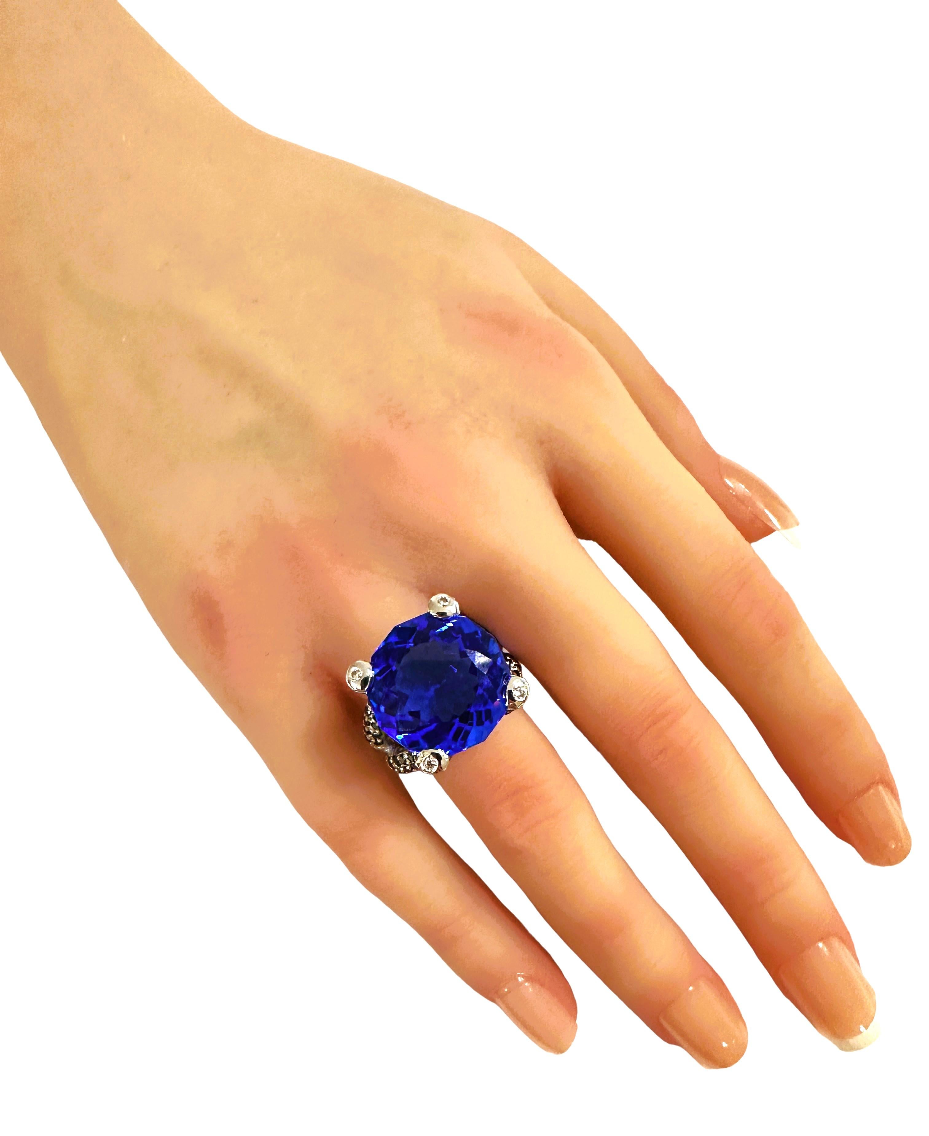 Afrikanischer 15,3 Karat königsblauer Topas & rosa & blauer & blauer Saphir Sterling-Ring, neu 2
