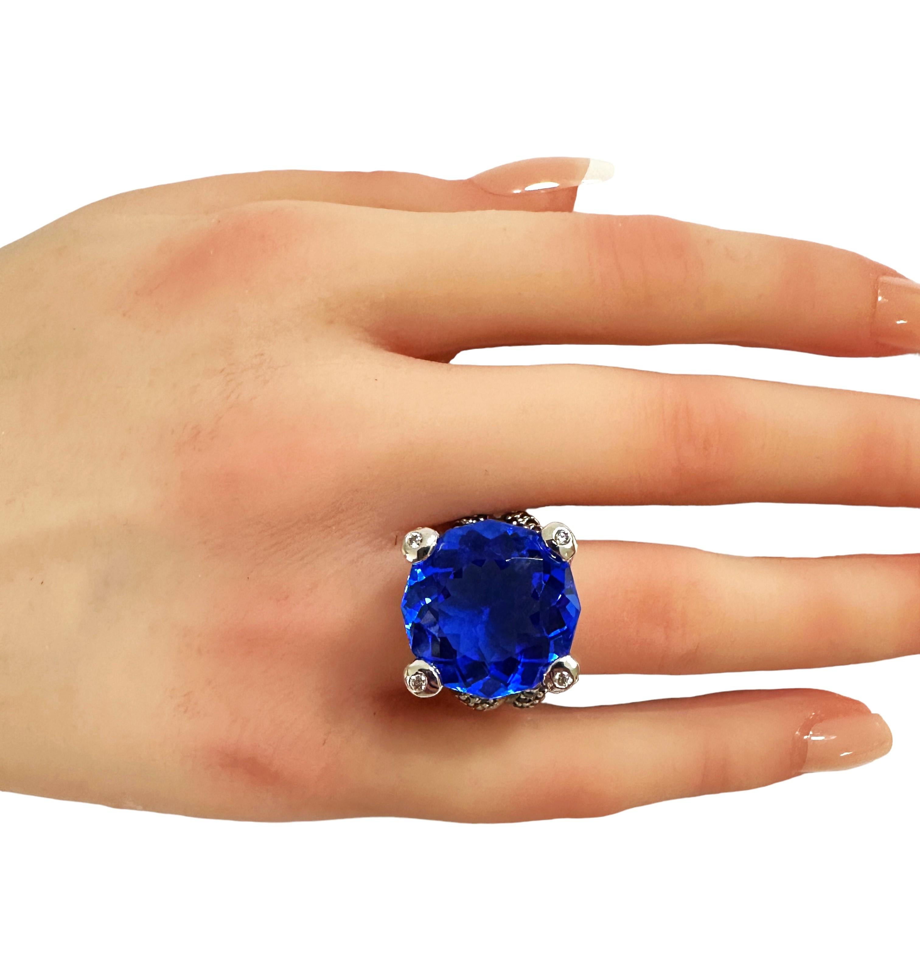 Afrikanischer 15,3 Karat königsblauer Topas & rosa & blauer & blauer Saphir Sterling-Ring, neu 3