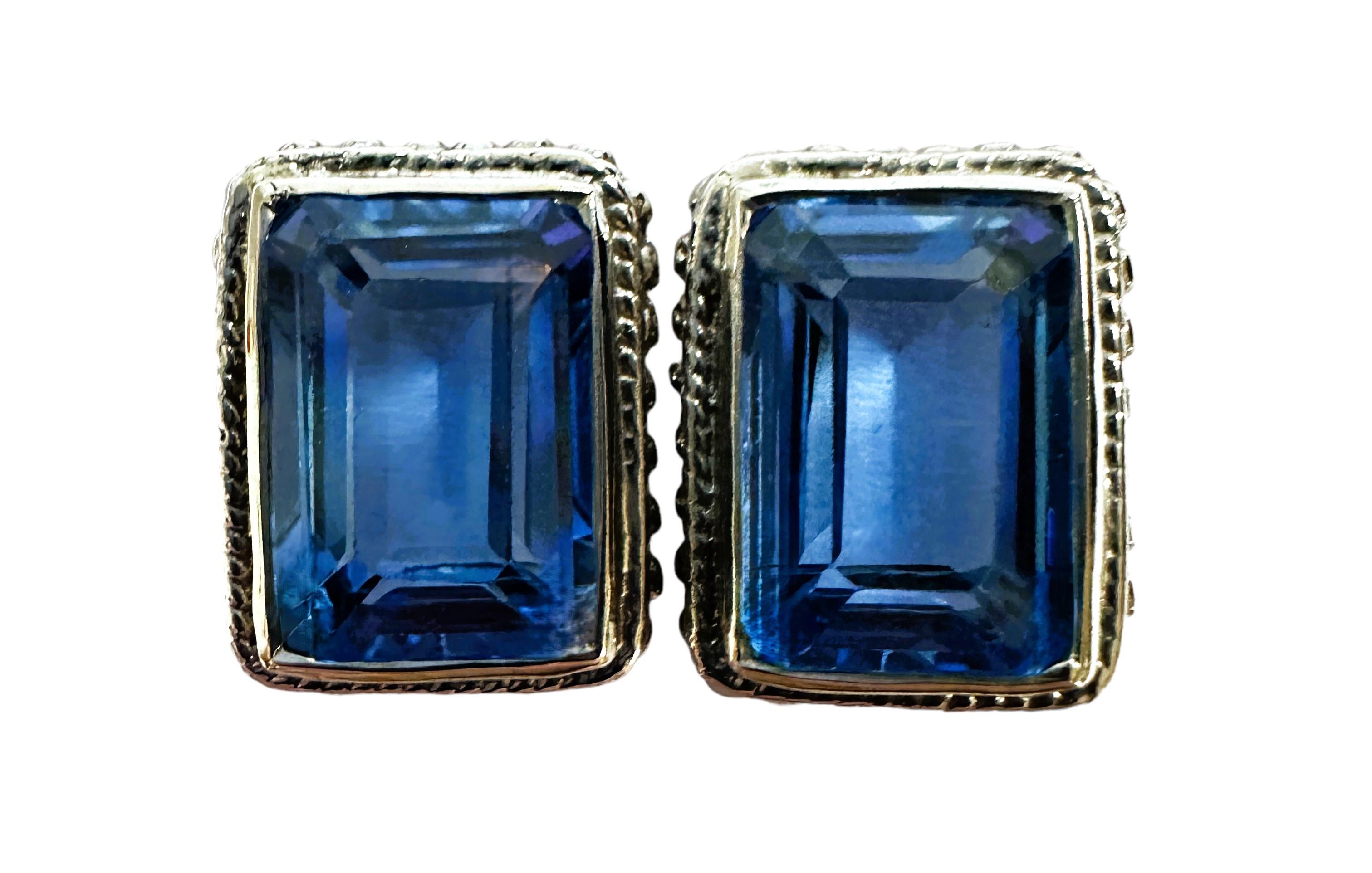 Nuevo Pendientes de plata africana de 15,5 quilates de topacio azul bebé baguette Corte baguette en venta