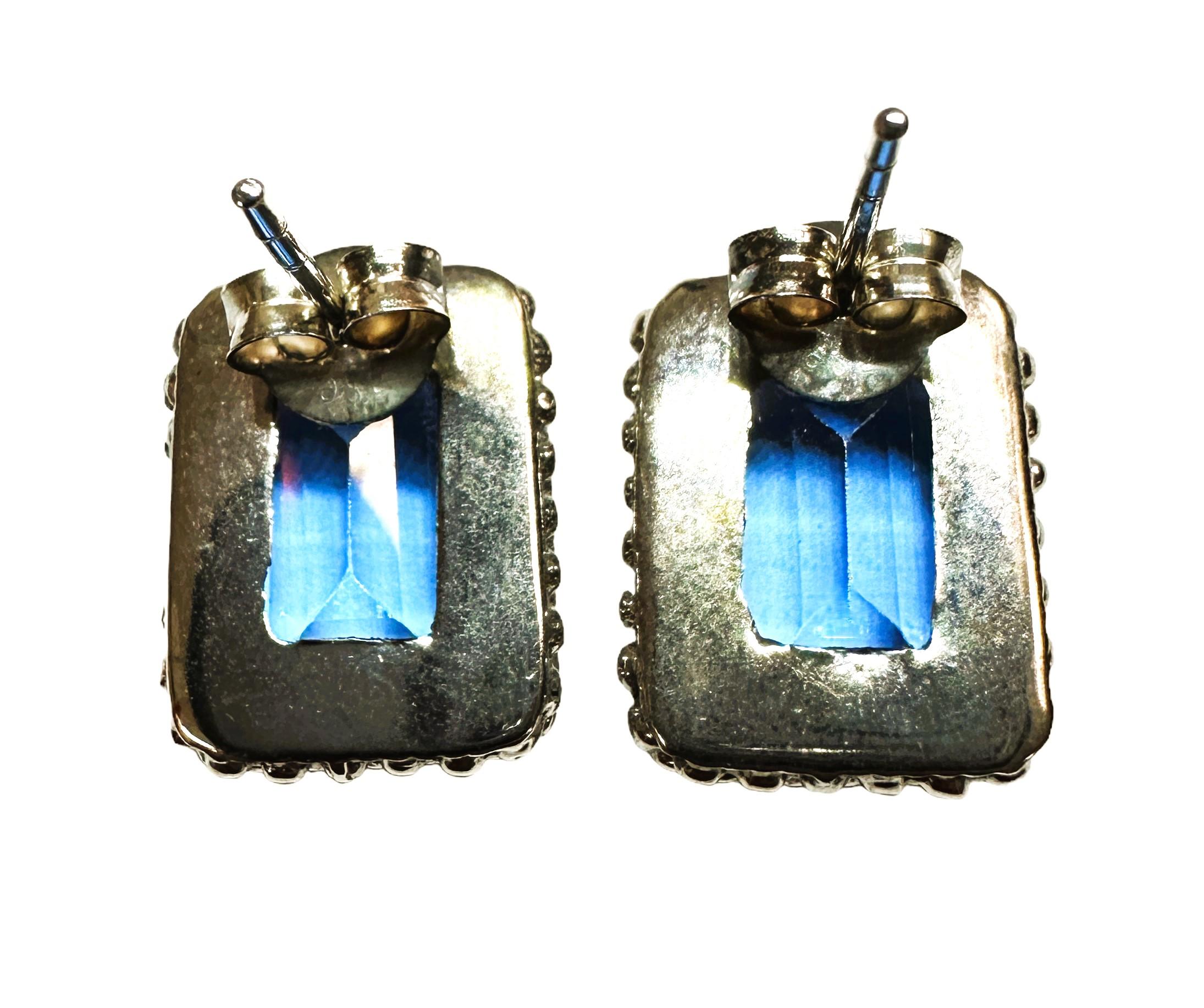Nuevo Pendientes de plata africana de 15,5 quilates de topacio azul bebé baguette en Nuevo estado para la venta en Eagan, MN