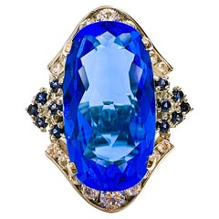 New African 15.8 Ct Royal Blue Topaz 
Blue Sapphire Sterling Ring