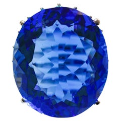 New African 15.90 Ct Swiss Blue Topaz & Aqua Sapphire Sterling Ring