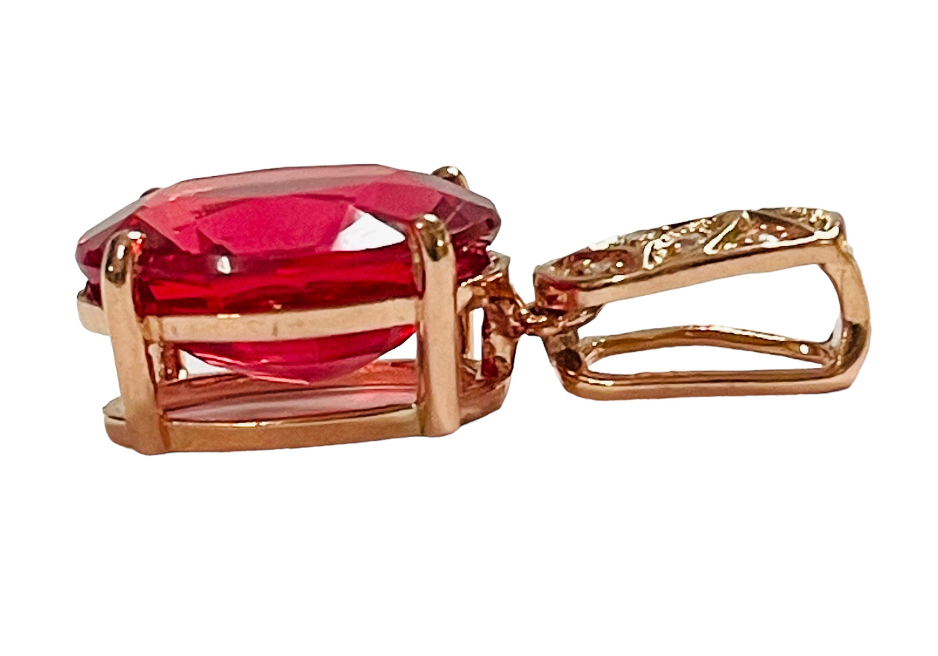Neuer afrikanischer 17,42 Karat rosa orangefarbener Padparadscha & Sapp vergoldeter Sterling-Anhänger Damen