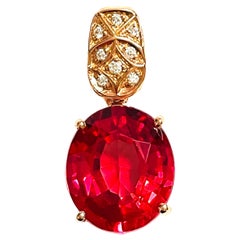 New African 17.42 Ct Pink Orange Padparadscha & Sapp Gold Plate Sterling Pendant