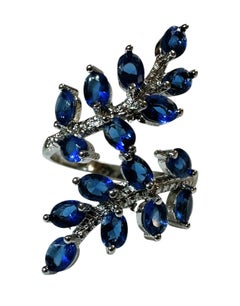New African 1.76 ct 16-Stone Blue Tanzanite Sterling Sterling Ring Size 8.5