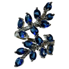 New African 1.76 ct 16-Stone Blue Tanzanite Sterling Sterling Ring Size 8.5