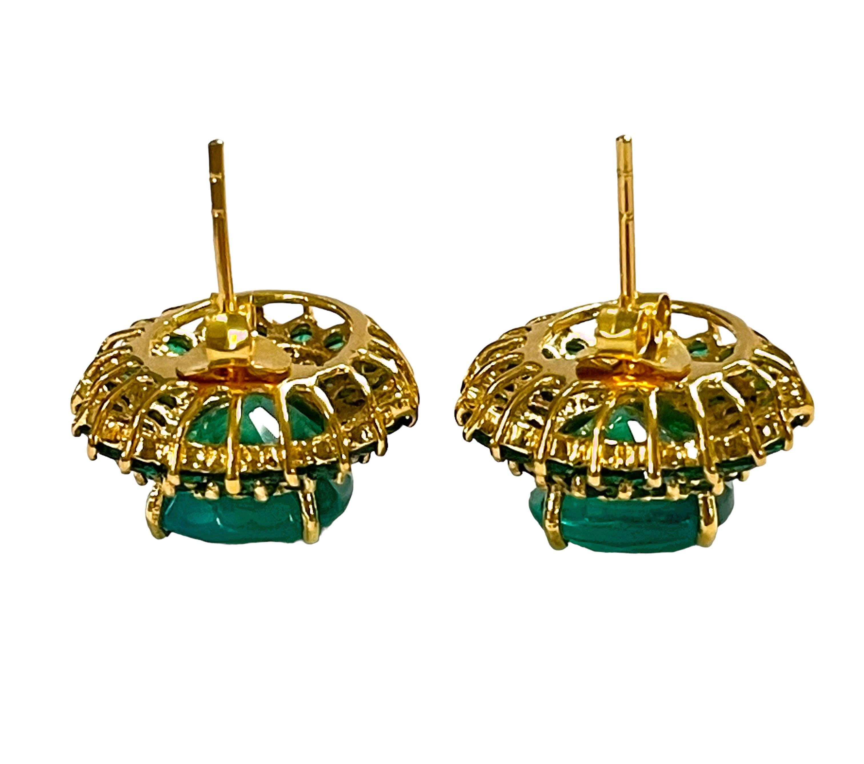 New African 18.20 Ct Emerald Garnet Sapphire & Tsavorite YGold Sterling Earrings 1